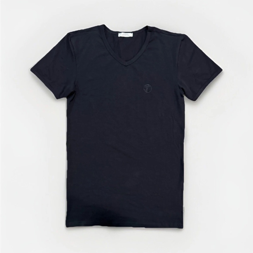 Versace Collection Men’s Black Logo V Neck Medusa T-Shirt Undershirt, Size L, XL